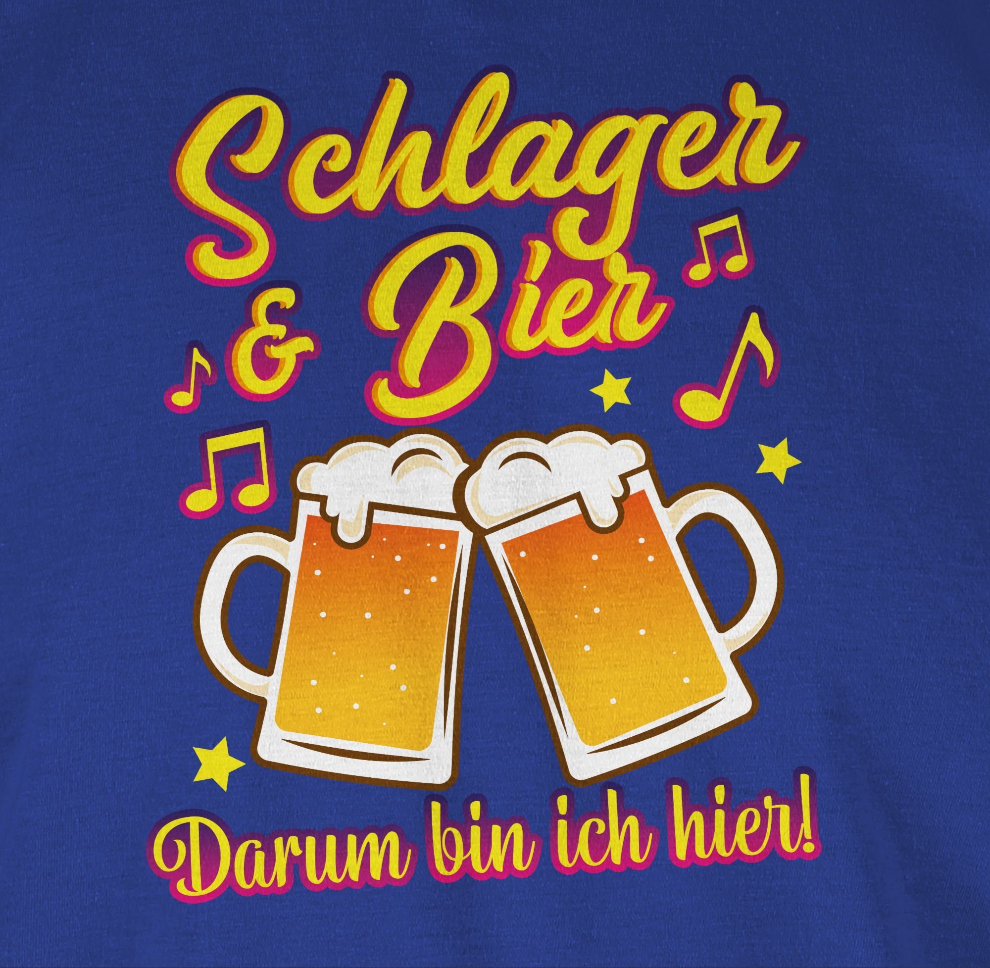 Bier bin Royalblau Schlager Shirtracer Schlager ich & Party Outfit T-Shirt darum 02 hier!