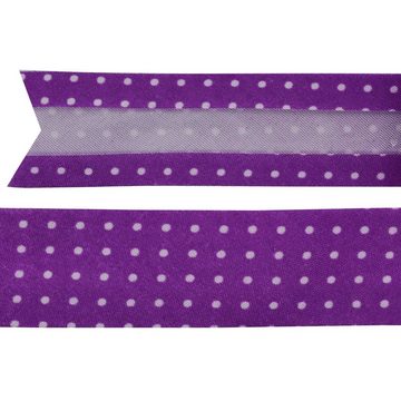 maDDma Webband 1 x 3m Motiv-Schrägband 20mm, bunte Pünktchen violett
