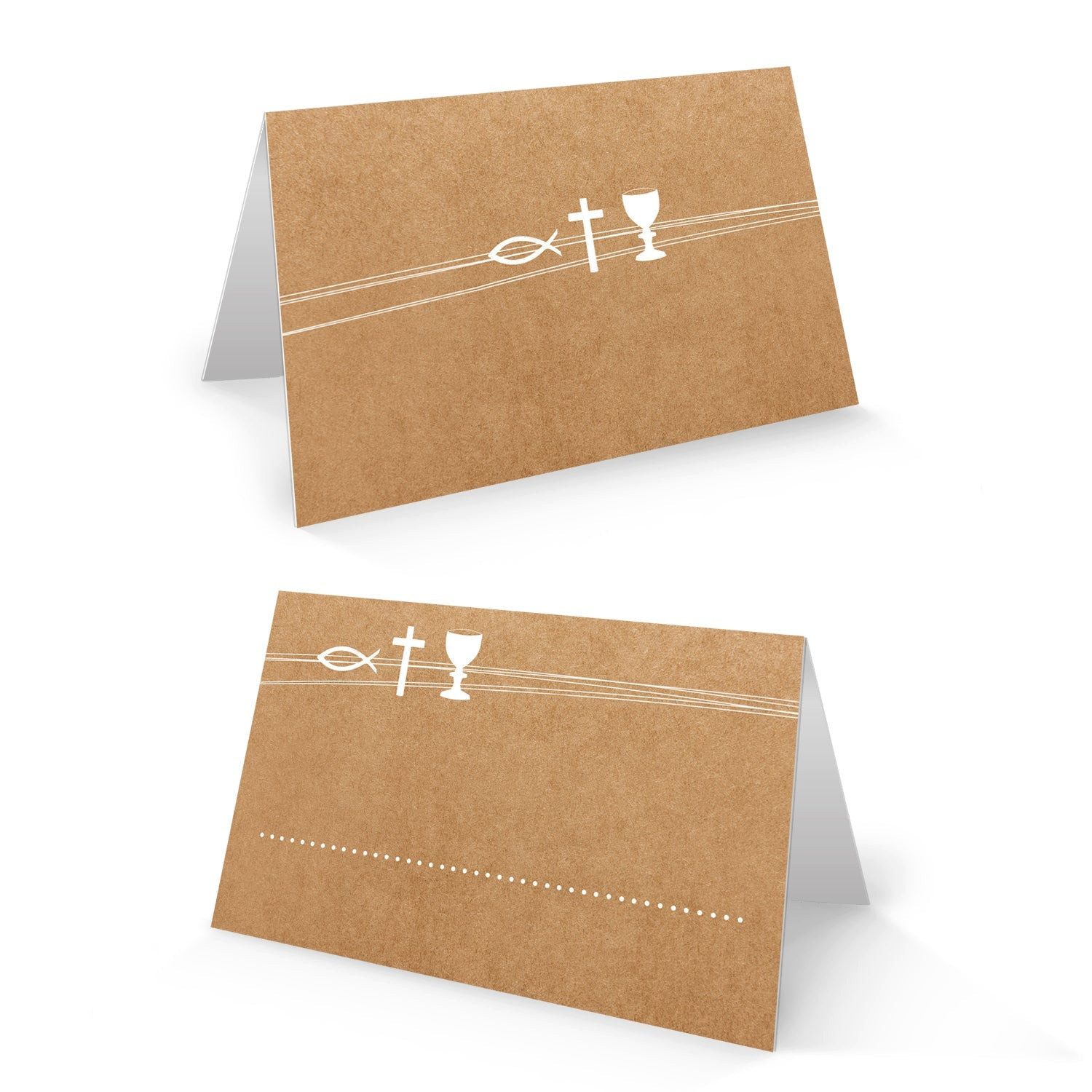 Logbuch-Verlag Klappkarte Tischkarten in Kraftpapier Optik christliche Motive (VE = 25 St)