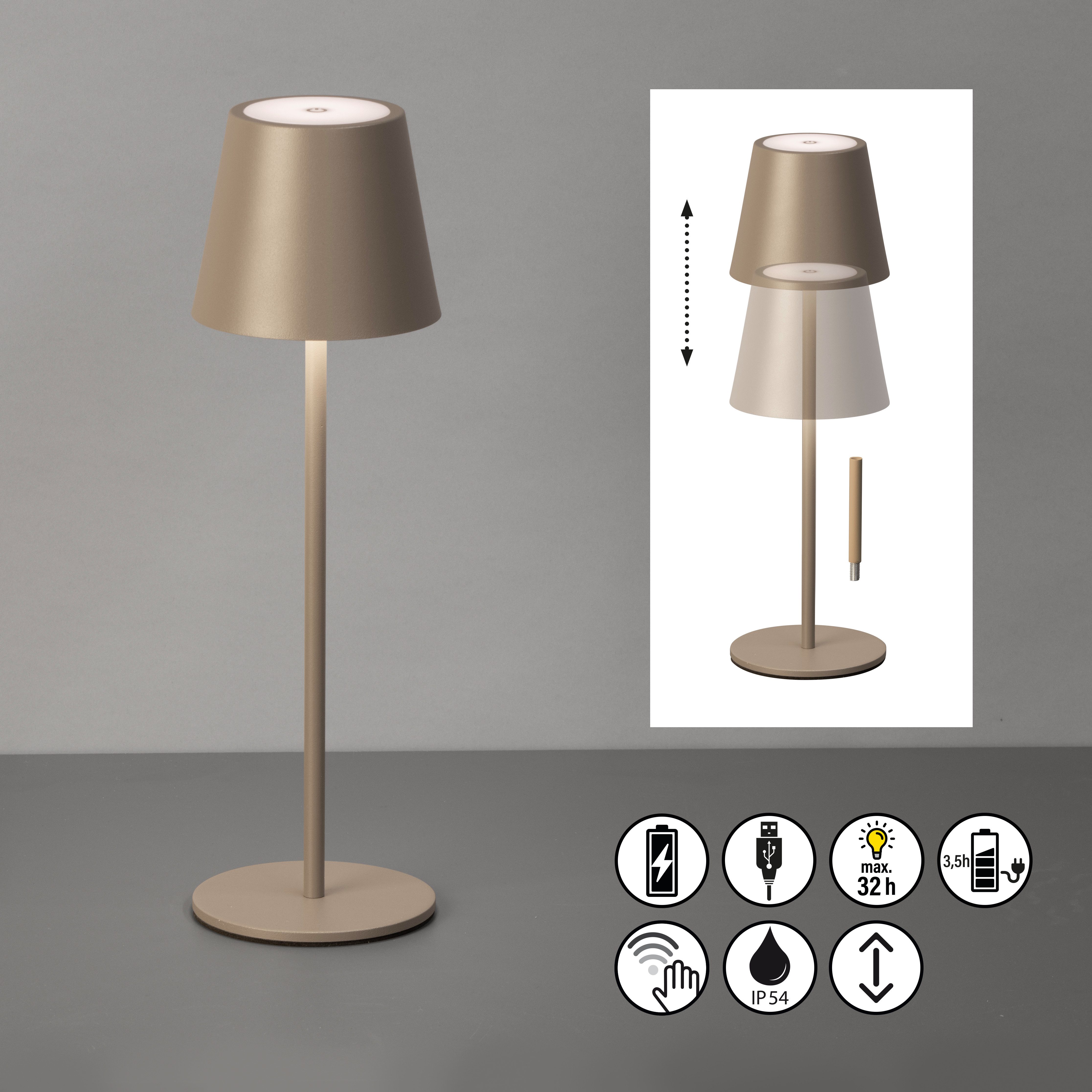 easy! BY FHL Außen-Tischleuchte Viletto, Dimmfunktion, USB-Ladefunktion, LED fest integriert, Warmweiß, lange Leuchtdauer