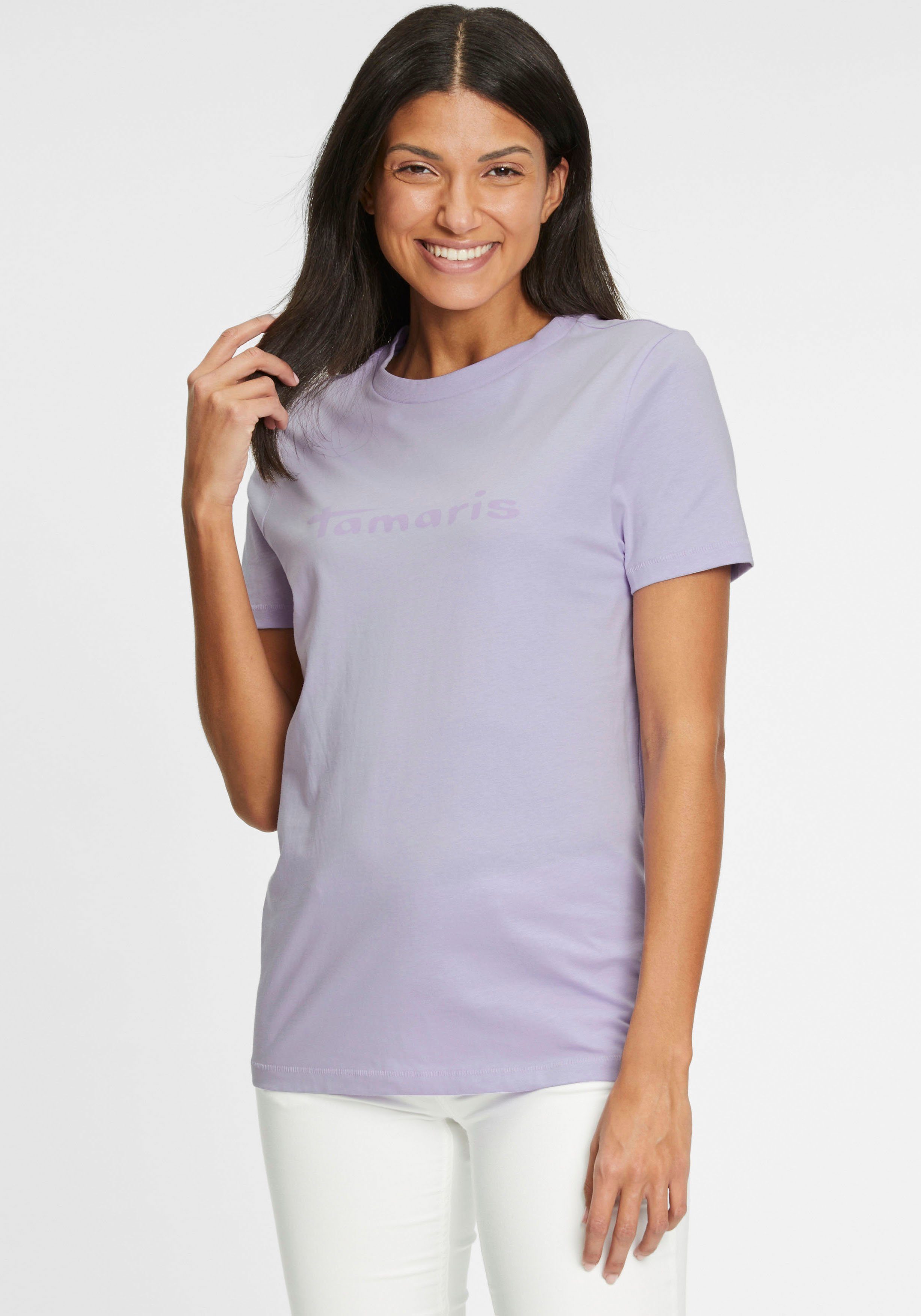 - mit Rundhalsausschnitt lavender T-Shirt NEUE KOLLEKTION Tamaris