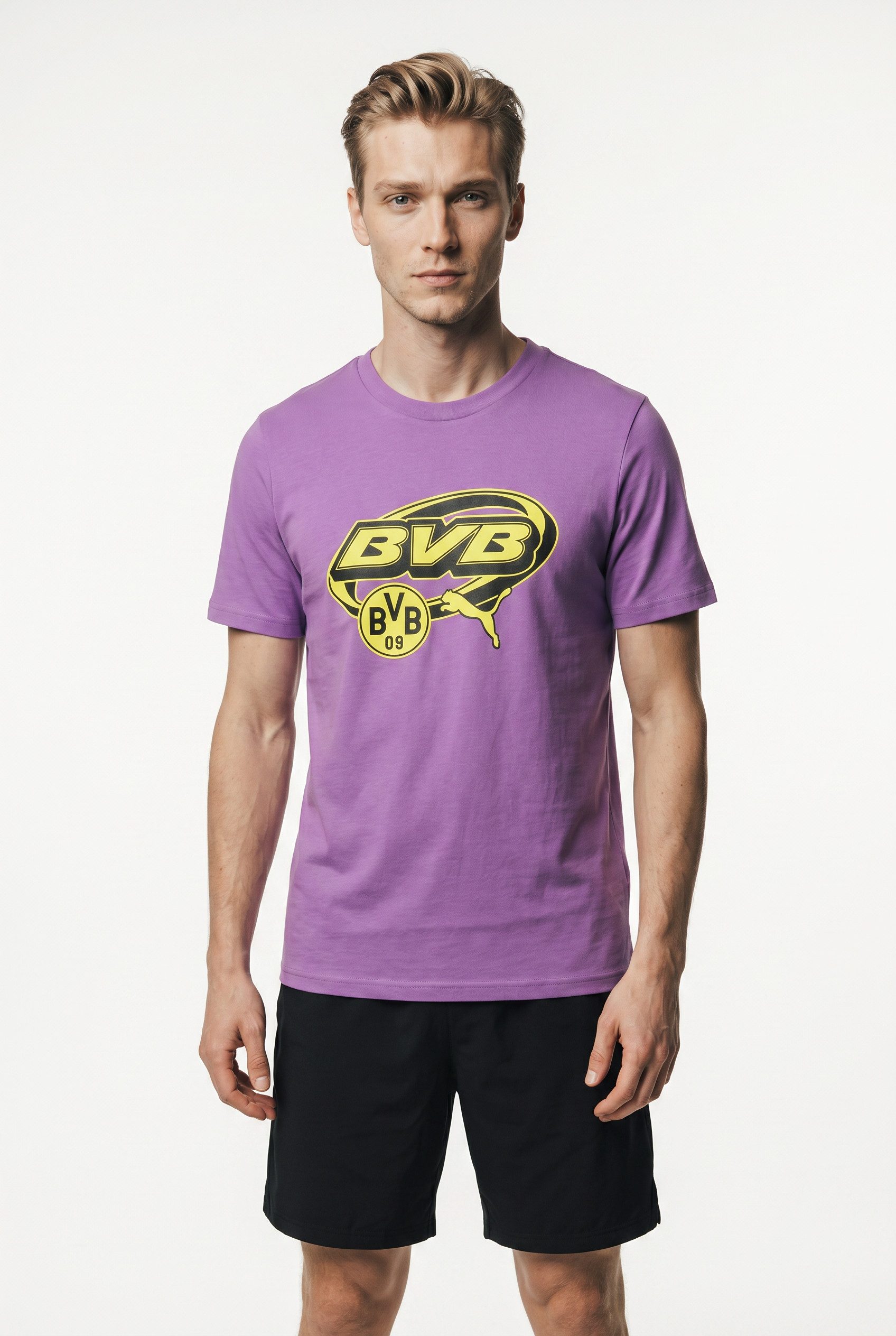 PUMA Trainingsshirt BVB FTBLCULTURE TEE Regular Fit, Kurzarm, Rundhalsausschnitt, aus Baumwolle