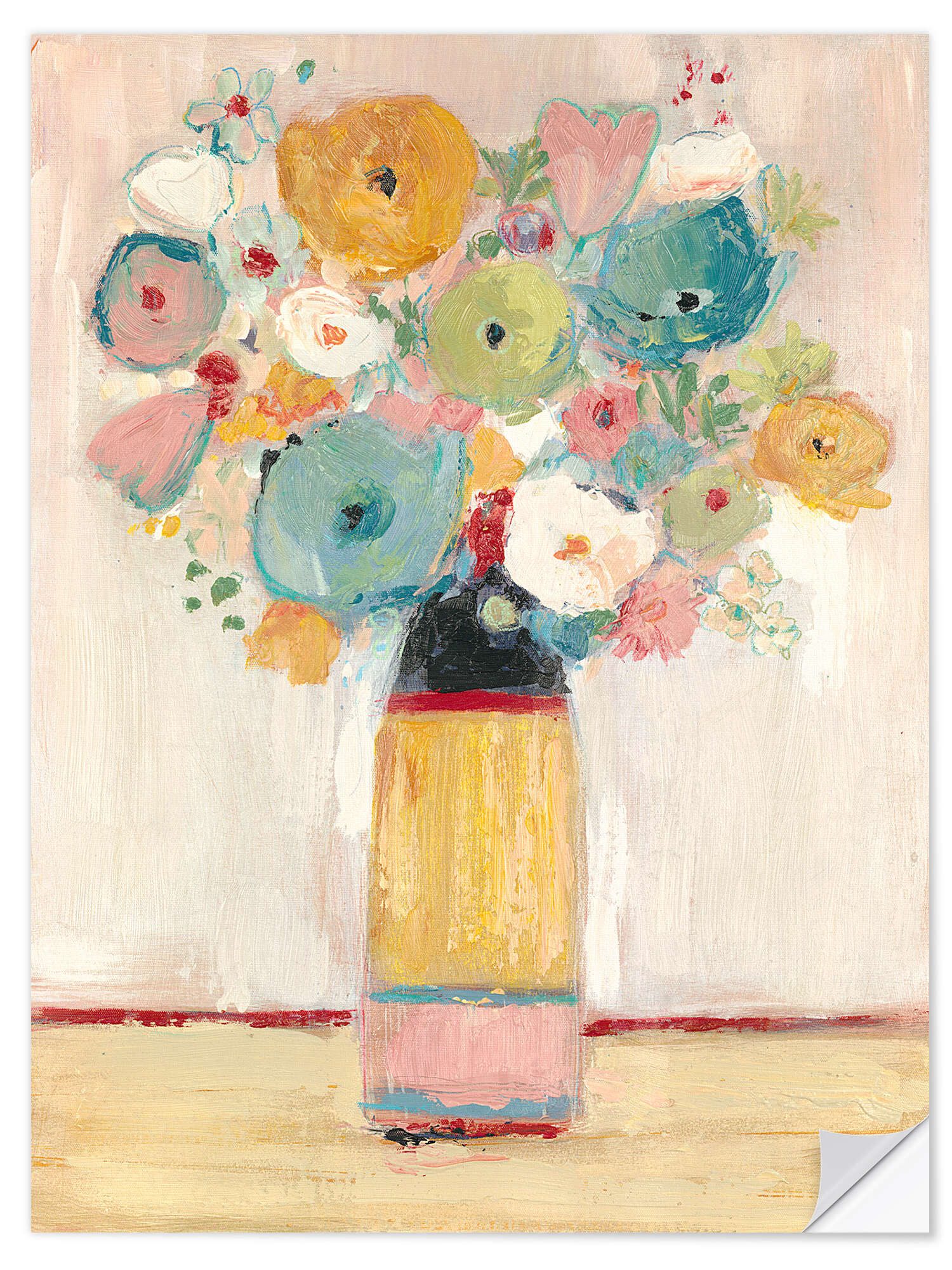 Posterlounge Wandfolie MGL Licensing, Sommerlicher Blumenstrauß, Esszimmer Modern Illustration