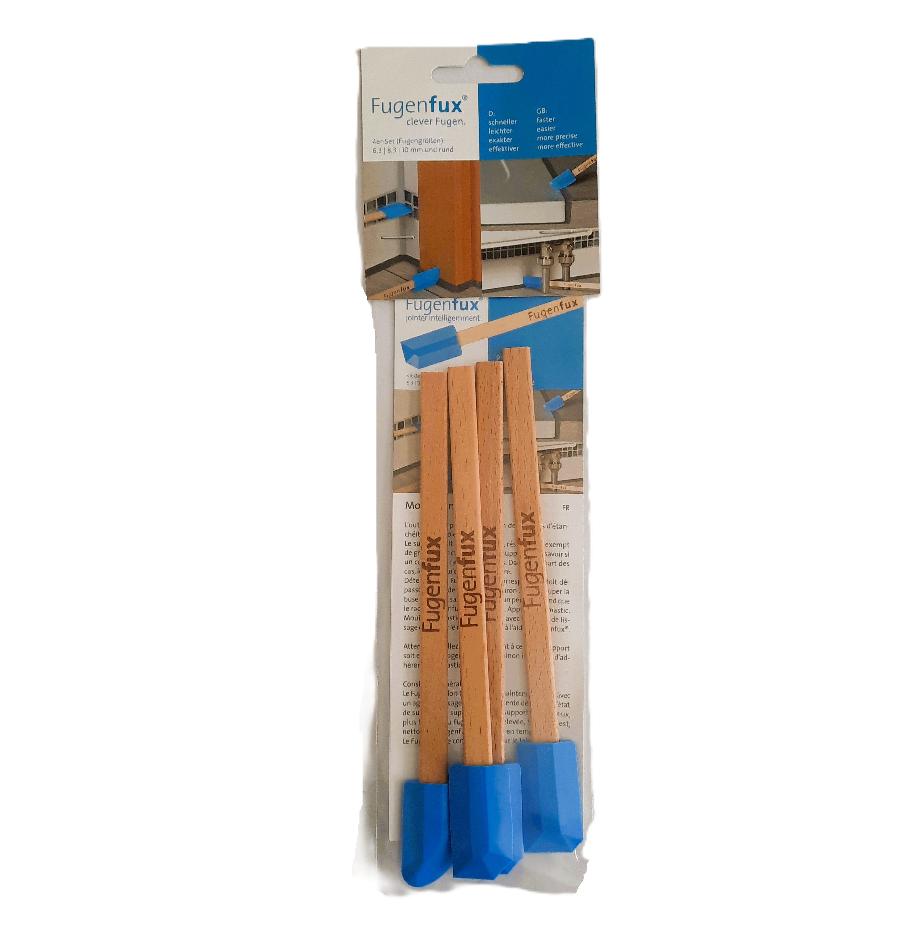 Hufa Fugenspachtel Hufa Fugenfux Klassic Fugenzieher 4er Set blau auf Holzstäbchen