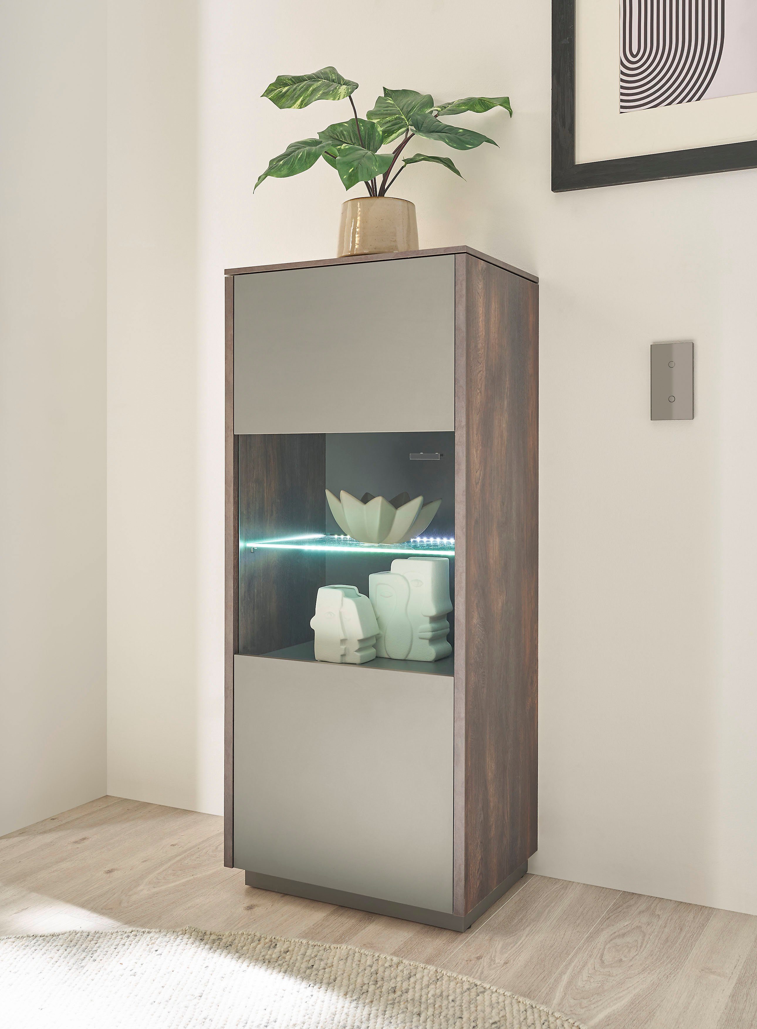 INOSIGN Vitrine LARGO Soft-Close-Funktion, 130 cm, ca. in Einrichtungsstück Design Höhe INOSIGN - & Innovation jedem