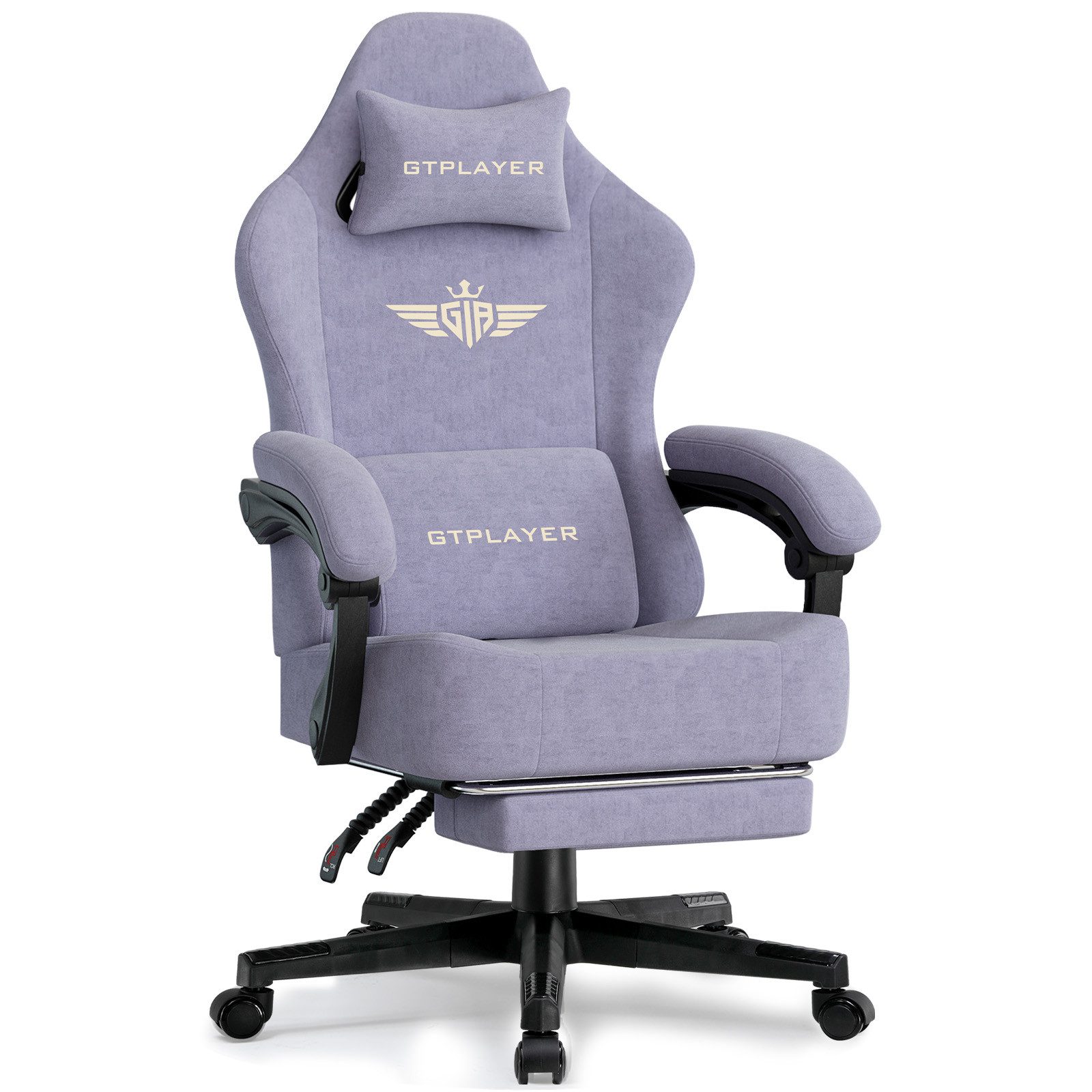 GTPLAYER Gaming-Stuhl Atmungsaktiver Bürostuhl, ergonomisch Hochwertiger - Stoff/Kunstleder, 160° Verstellbare Rückenlehne und ausziehbare Fußstütze