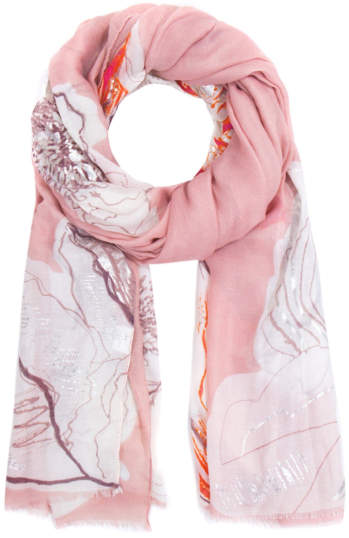 Faera Modeschal, Damen Schal große Blüten weich und leicht XXL