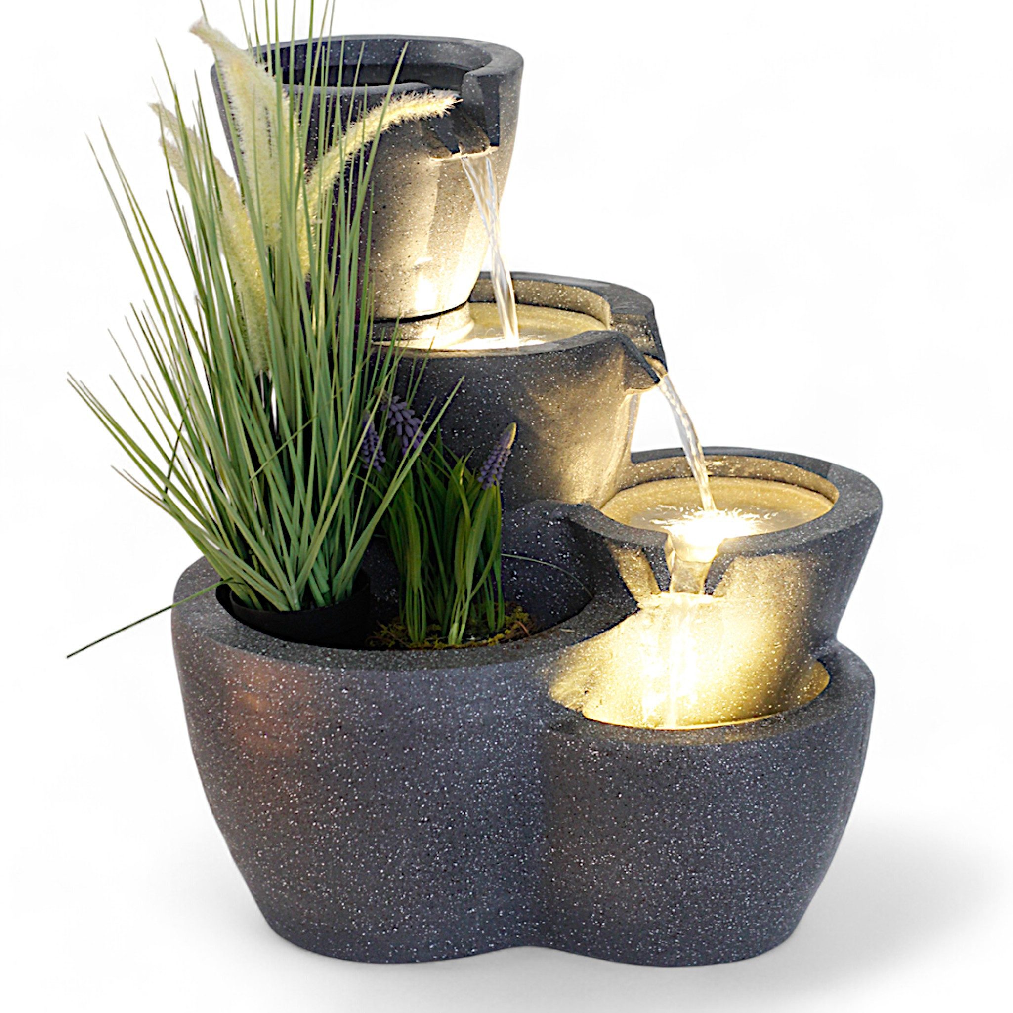 Arnusa Gartenbrunnen Zimmerbrunnen Botana Warm-Weiß Kaskade Gartendekoratio günstig online kaufen