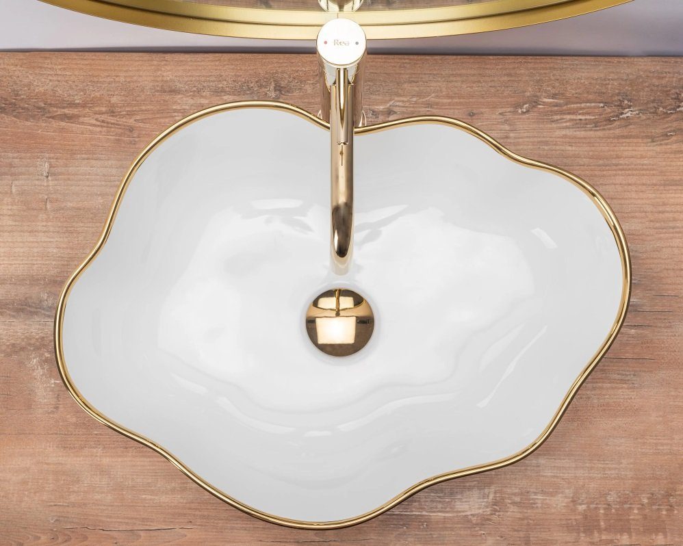 wohnwerk.idee Aufsatzwaschbecken Waschbecken Goldrand Gold Edge günstig online kaufen