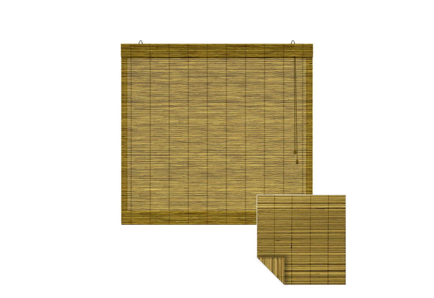 Victoria M. Raffrollo Bambus-Raffrollo, 40 x 130 cm, braun, mit Hakenaufhängung, ohne Bohren, freihängend, zum Schrauben, Bambus