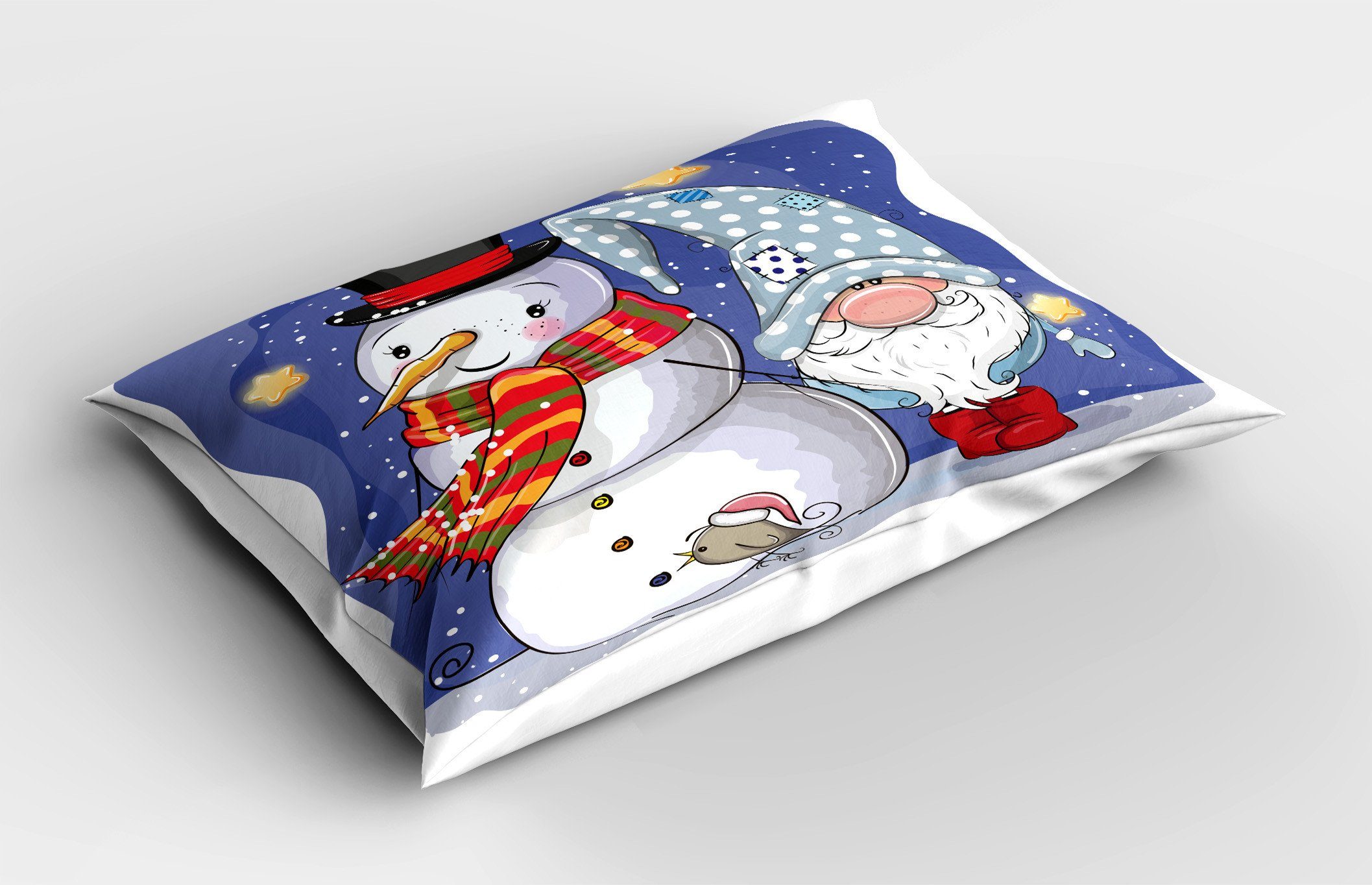 lustige Gedruckter King Kissenbezug, (1 Dekorativer Standard Weihnachten Schneemann Stück), Abakuhaus Size Gnome und Kissenbezüge