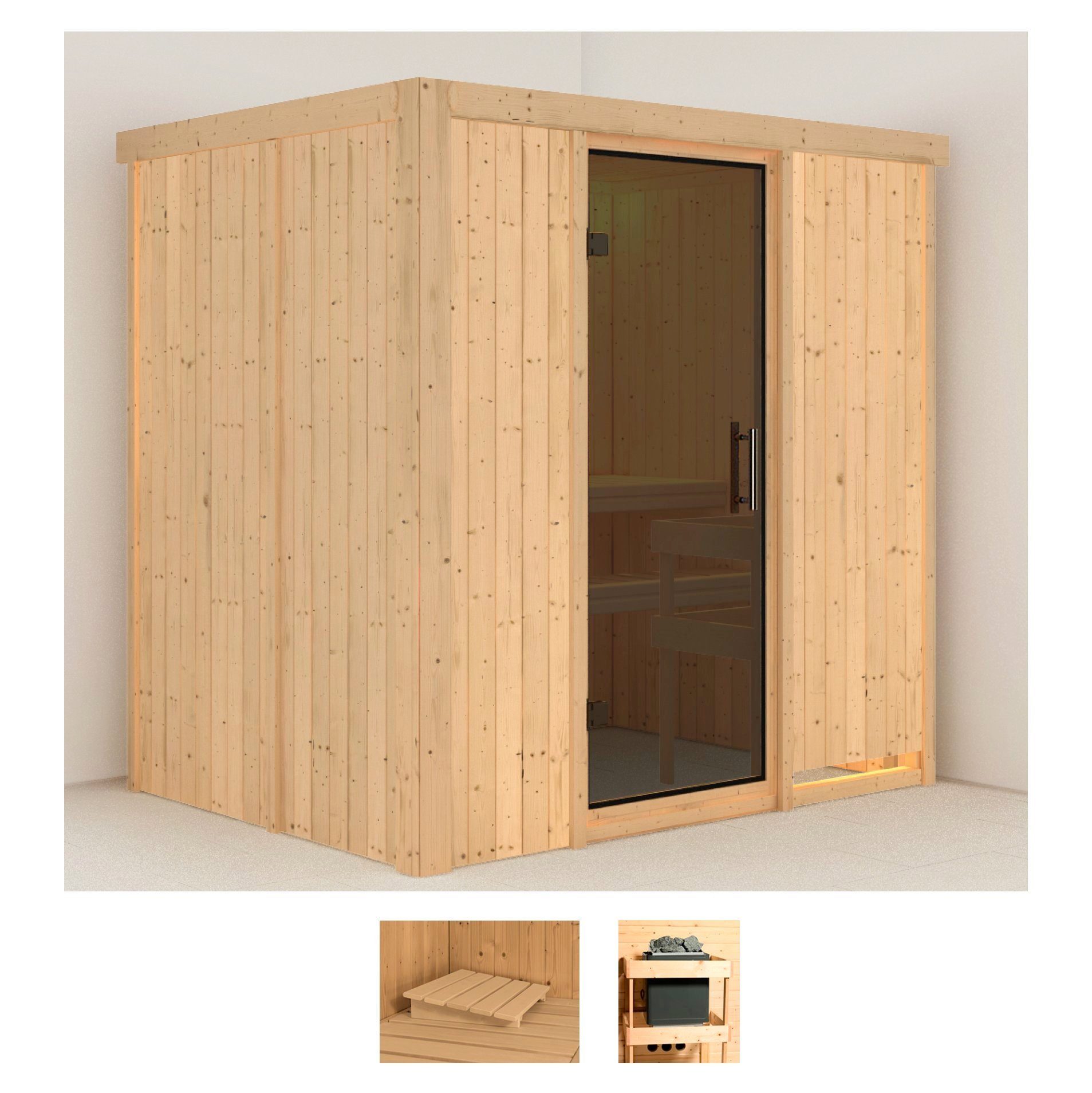 Karibu Sauna Bedine, BxTxH: 196 x 151 x 198 cm, 68 mm, (Set) ohne Ofen
