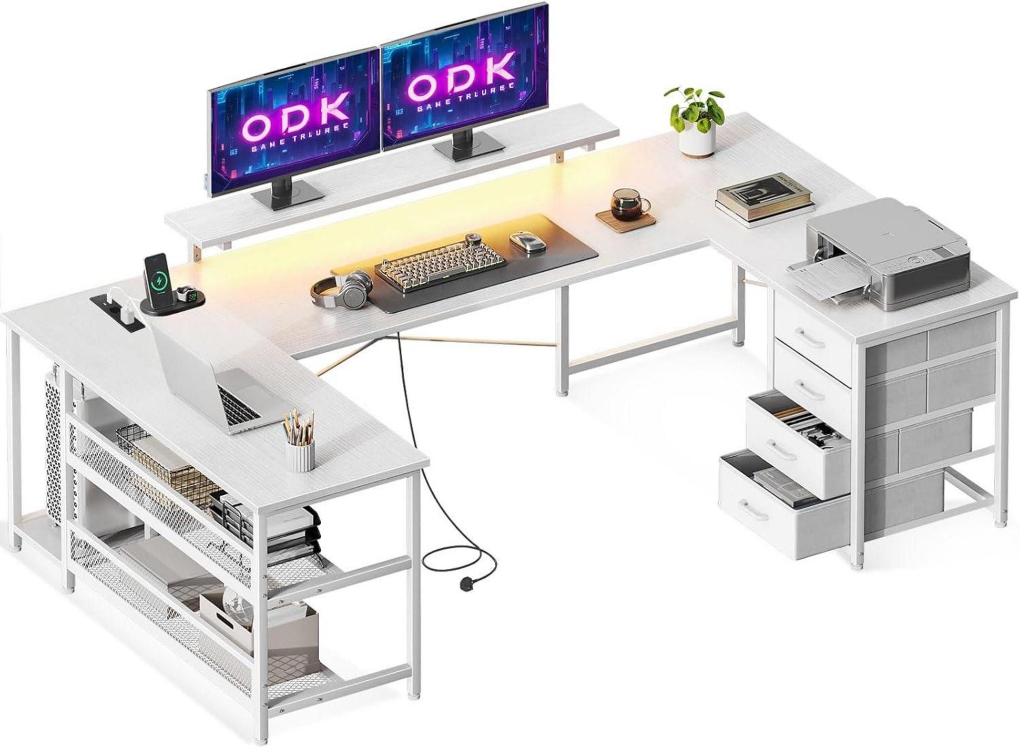LuxusKollektion Eckschreibtisch Eckschreibtisch LED Gaming 4 günstig online kaufen