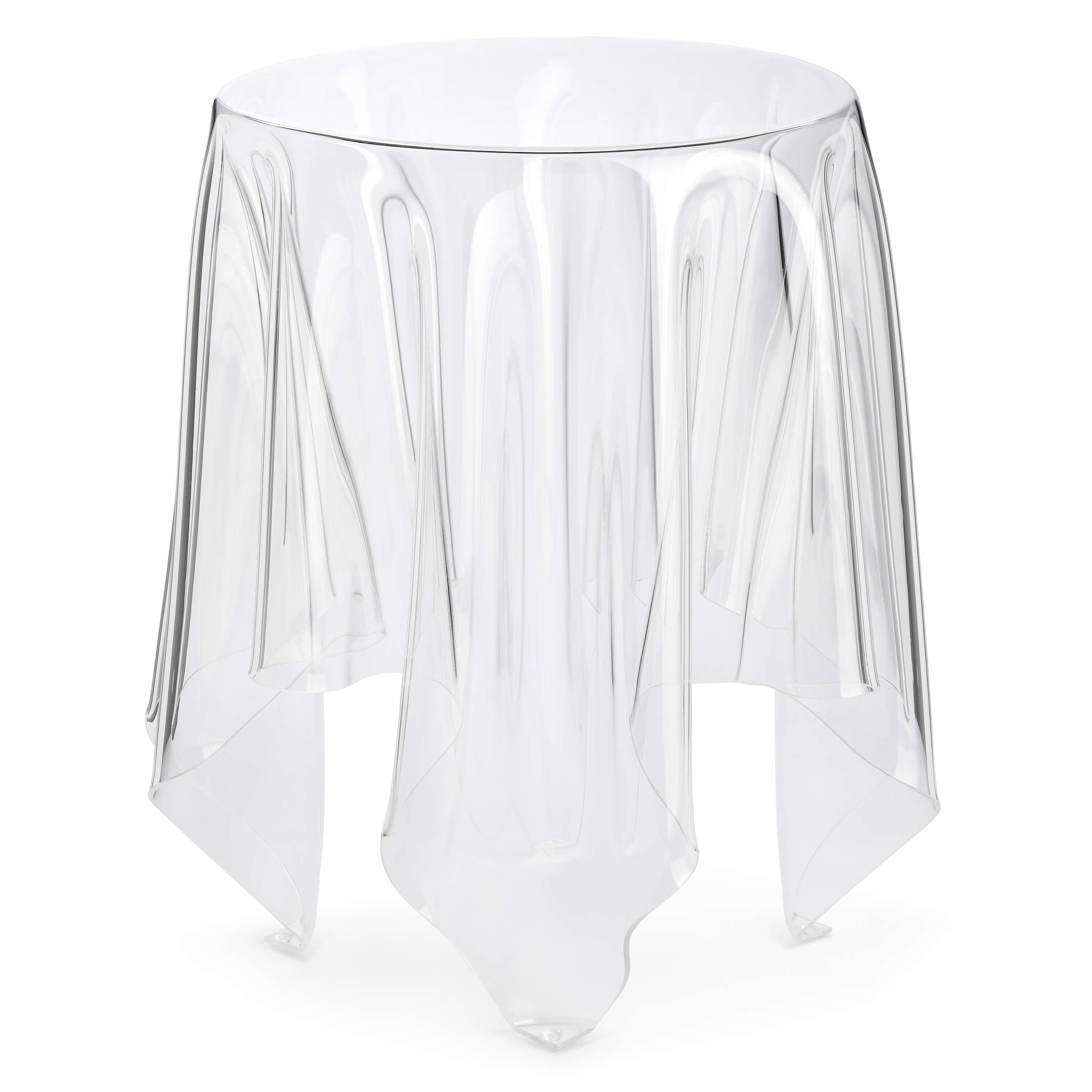 Essey Beistelltisch, Illusion, Acryl, 44cm x Ø32 cm schwebendes Tischtuch Transparent