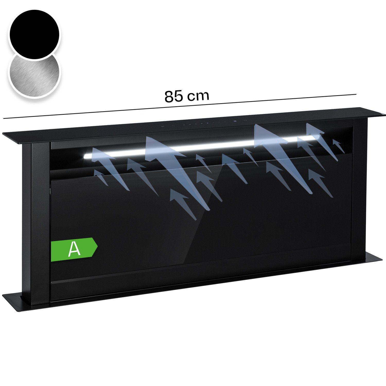 Klarstein Deckenhaube Serie CGCH3-RFlush-90-BK, Dunstabzugshaube Downdraft Abluft Umluft LED