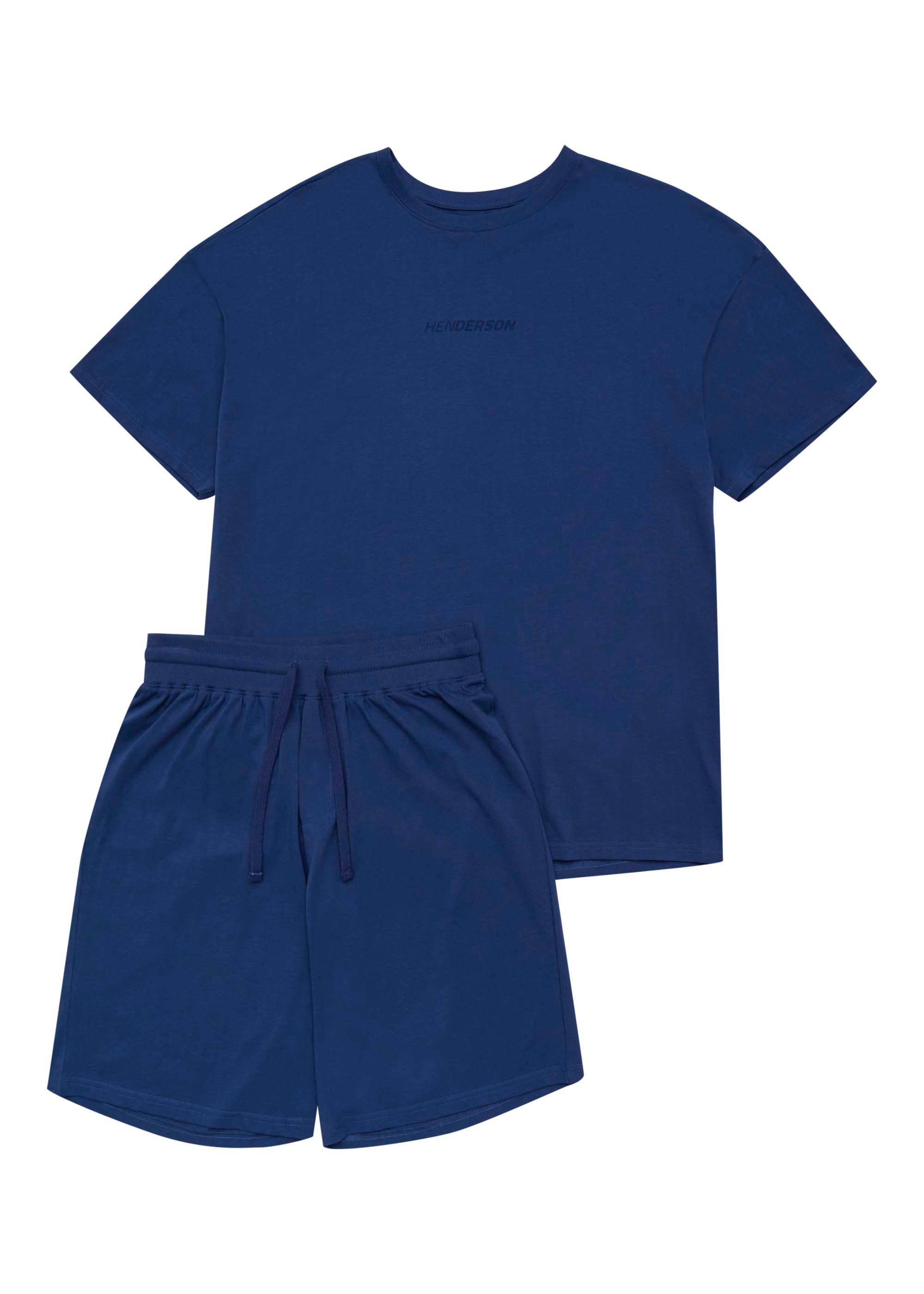 Henderson Schlafanzug Schlafanzug Shorty Kurzarm Rundhalsausschnitt Shorts Baumwolle Knox (2 tlg)