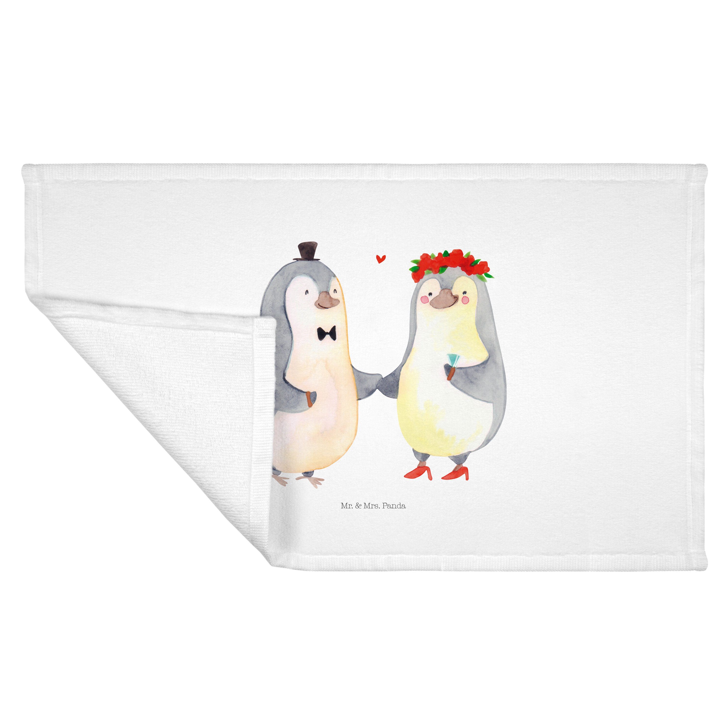 Mr. & Mrs. Paar, Handtuch Pinguin Kinder, Mann, Heirat Geschenk, Hoc, - Badezimmer, - Panda (1-St) Weiß