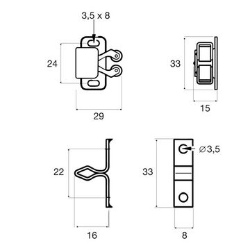 Haftmagnetschnäpper, SO-TECH®, (1-tlg), aus Stahl verzinkt, Druckschnäpper Türschnäpper