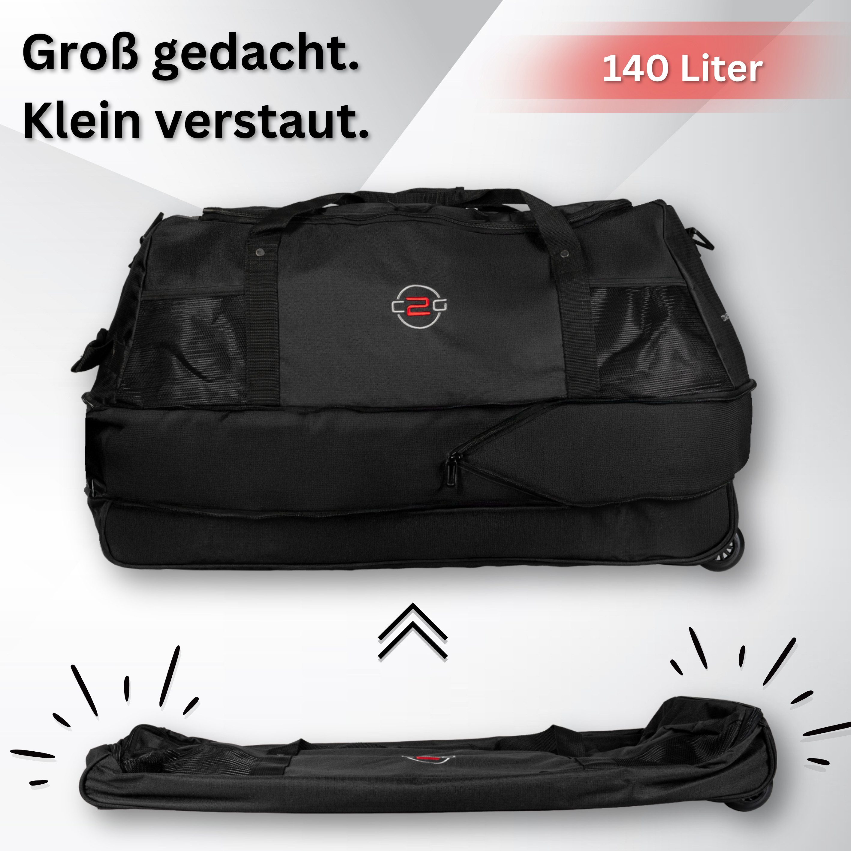 cocoono Reisetasche Reisetasche mit Rollen – Große faltbare Rolltasche 120L