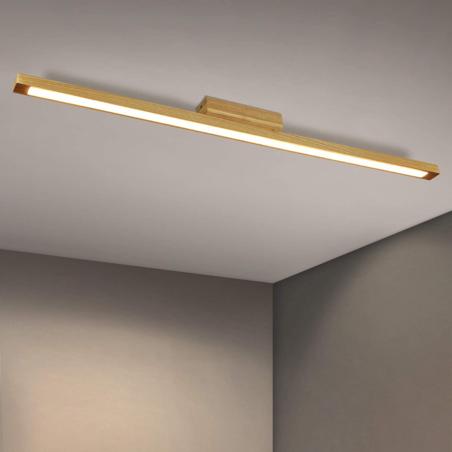 Zmh Led Deckenleuchte 3000k Warmweiss Holz Wohnzimmerlampe 114cm Lang Led Online Kaufen Otto
