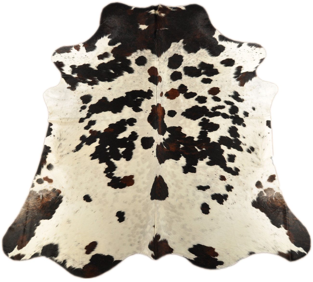 KUHFELL online & NOMAD Fellteppich Kuhfell Teppich Tricolor Braun Weiß Echtfell 230x200 cm
