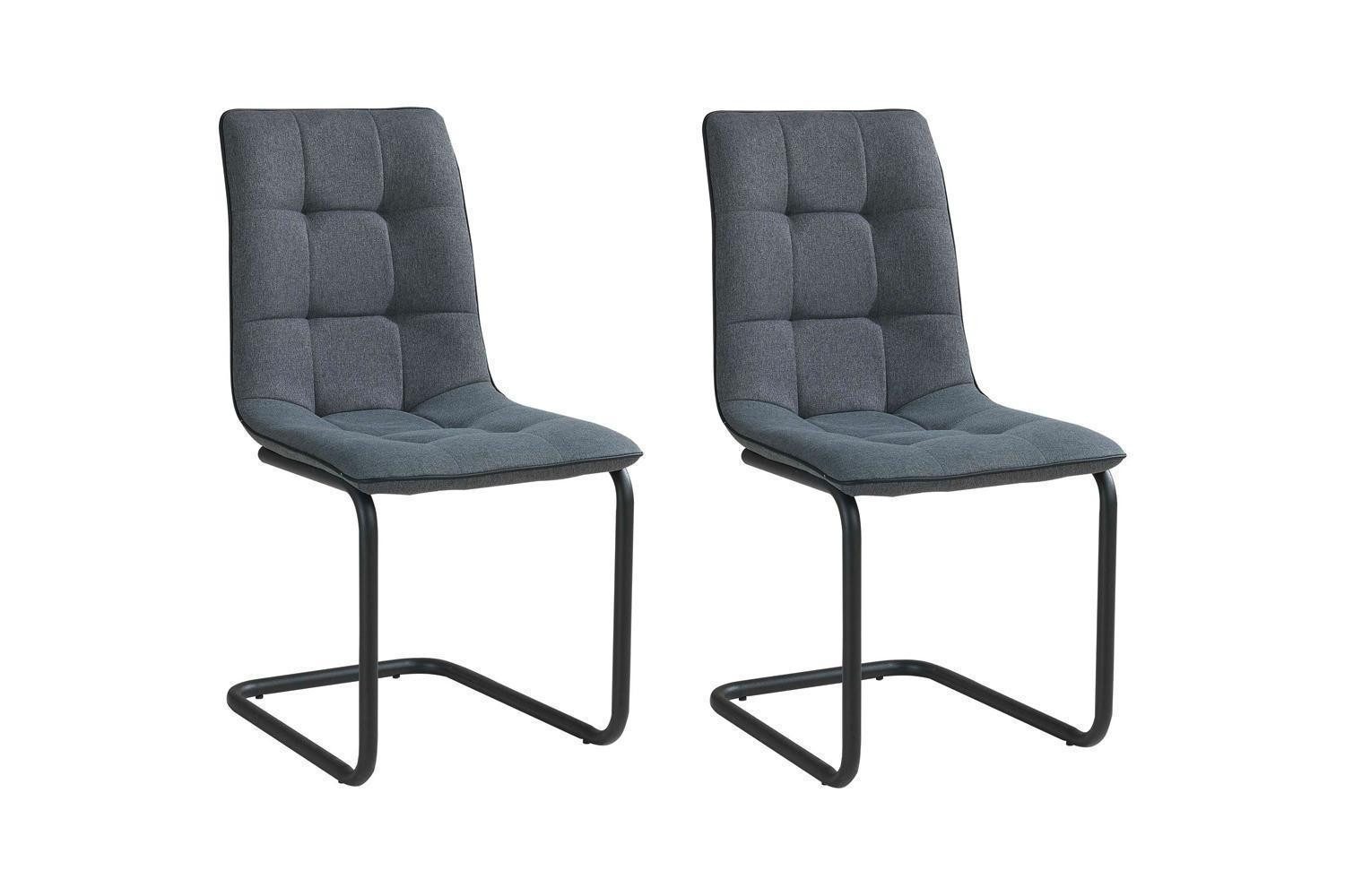 Home4You Freischwinger Schwingstuhl, 2er Set, Dunkelgrau, günstig online kaufen