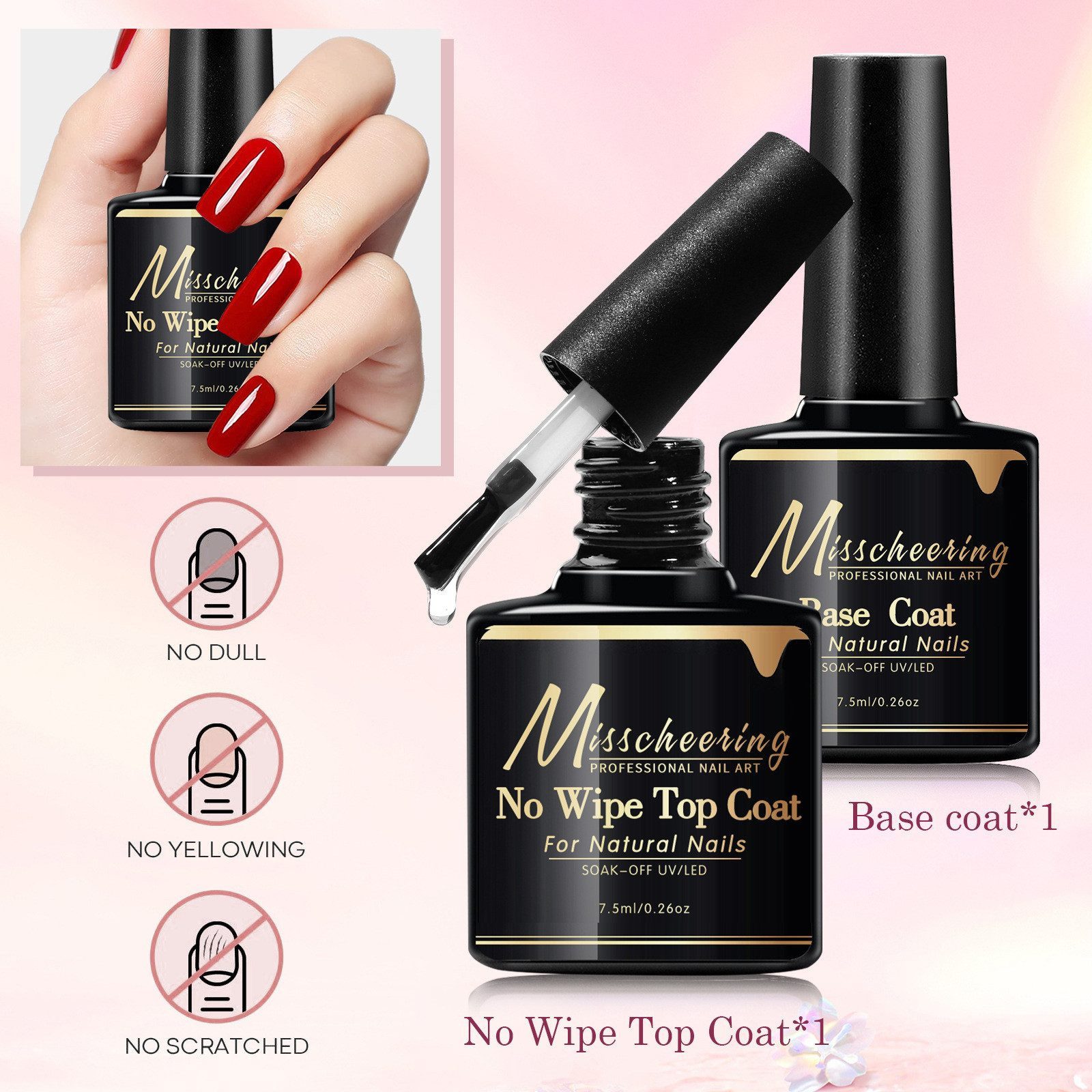 KINSI Lichthärtungsgerät UV Gel Nagellack Set 6 Farben + LED Lampe – Komplettes Maniküre Set, mit Feile,Topcoat & Reinigungstüchern – Geschenk für Frauen