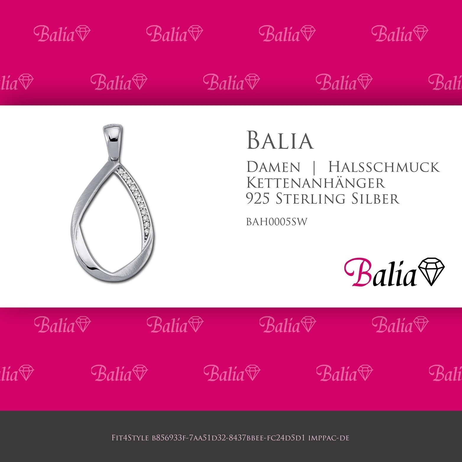 Silber Balia Sterling 3,5cm, Kettenanhänger (Swing) Kettenanhänger 925 Damen Kettenanhänger ca. 925, für Balia