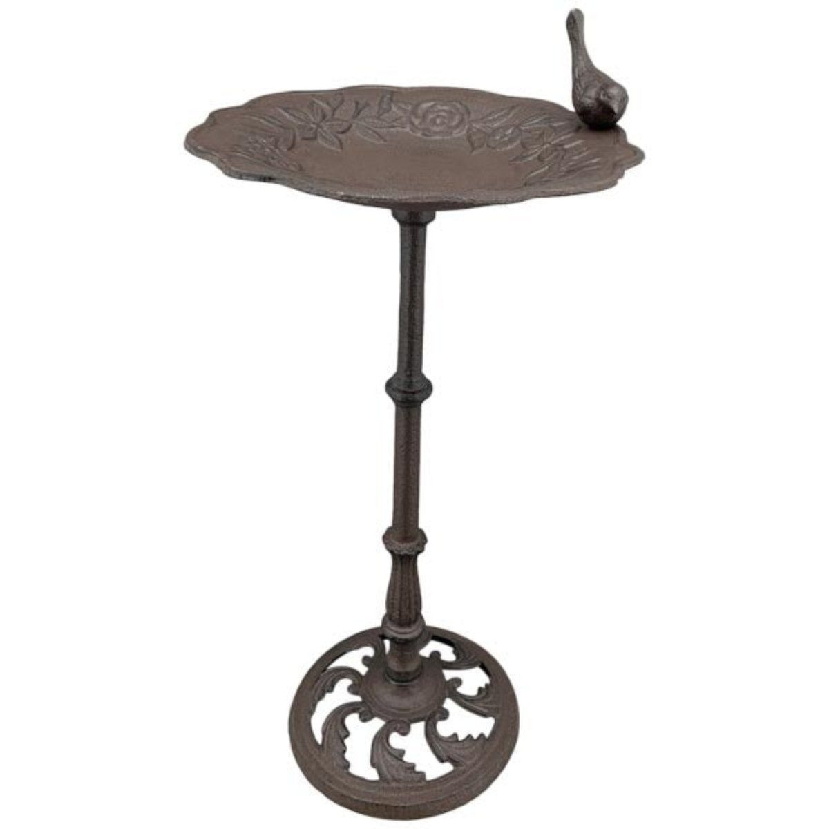 finehomegarden Vogeltränke Vogel Futterplatz Galo aus Gusseisen Dekorative Vogeltränke, Futterstation Garten Terrasse und Balkon 26x26cm H51cm Landhausstil
