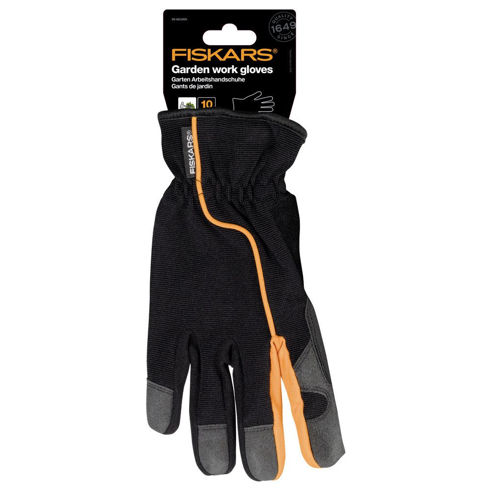 Fiskars Gartenpflege-Set Fiskars 1003477 Garten-Arbeitshandschuhe Schwarz/Orange 1 Paar
