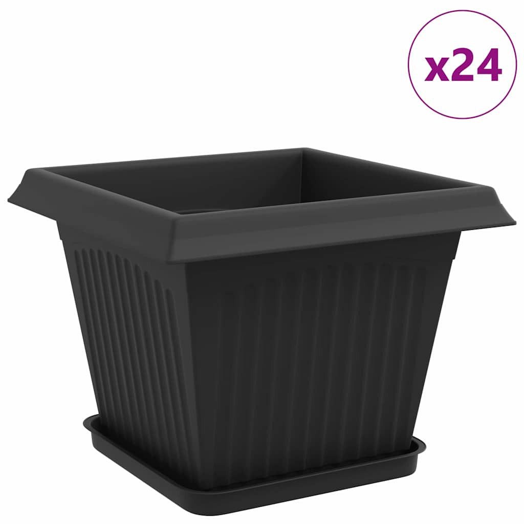 vidaXL Blumentopf Blumentöpfe 24 stk. Schwarz Kunststoff (24 St)