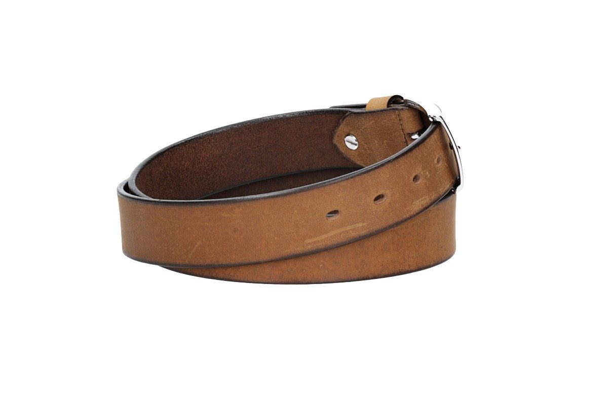 Leder Bazlen Ledergürtel Hellbraun 35mm mit Dornschließe in Silber (LB1152B35-640, 1-St) sehr weiches Vollrindleder