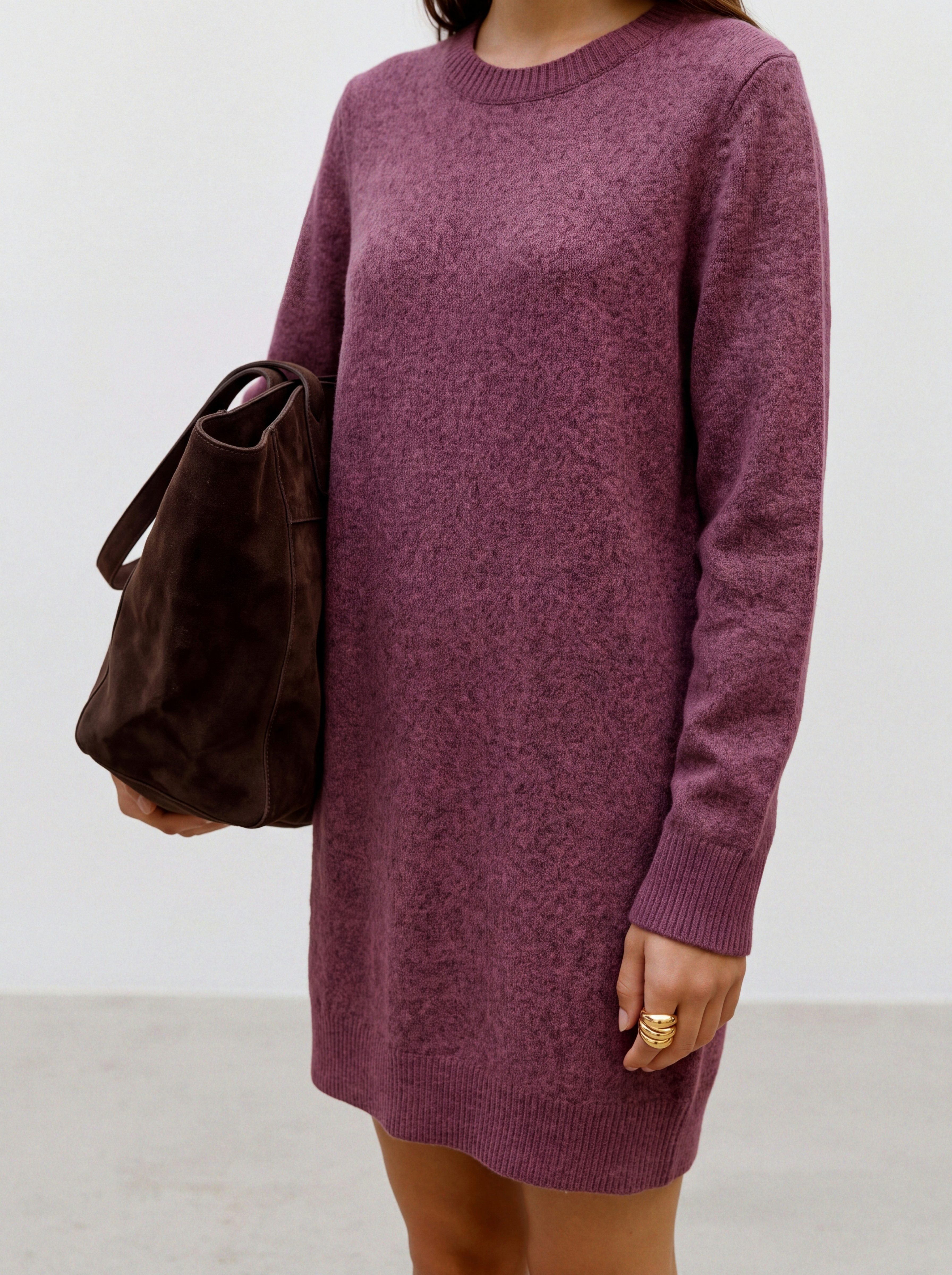 Vero Moda Strickkleid VMDOFFY LS O-NECK DRESS GA NOOS Materialmix mit Stretch, locker geschnitten