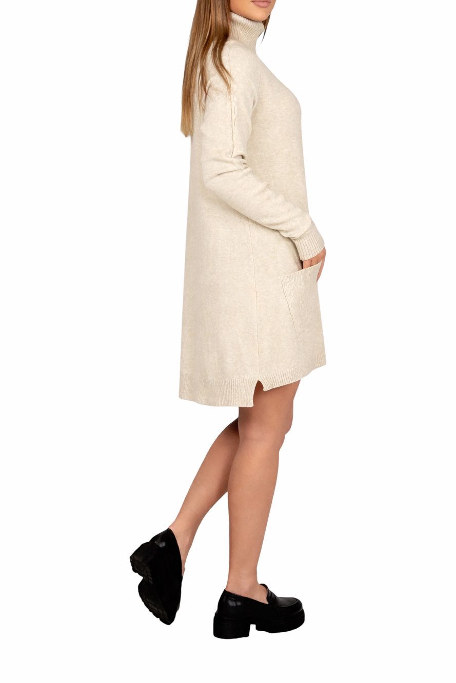 Mississhop Strickkleid Damen Strickkleid A-Linien Kleid mit Rollkragen und mit Taschen M.428