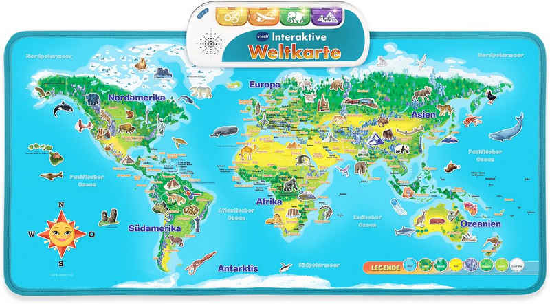 Vtech® Lernspielzeug School & Go, Interaktive Weltkarte, für Boden und Wand