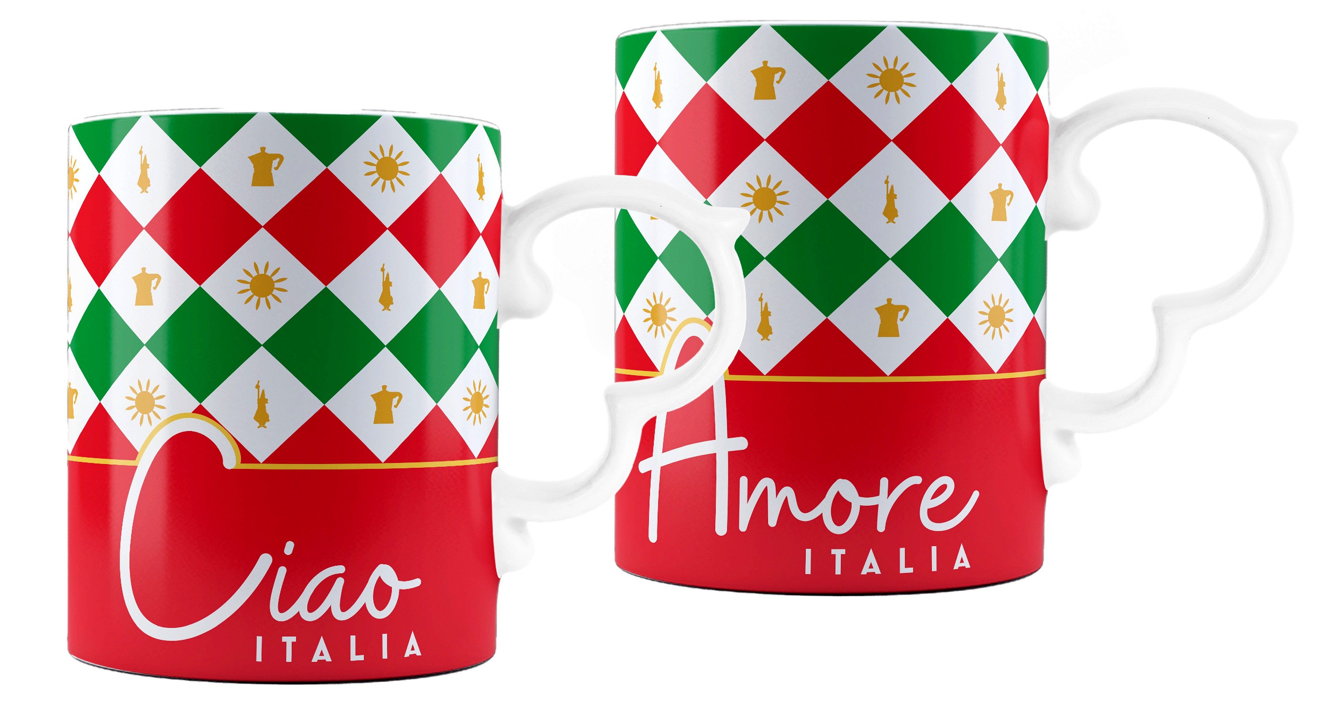 BIALETTI Tasse Kaffeebecher Kaffeetasse 2'er Set 300ml Porzellan Bialetti Ciao, Material: Porzellan