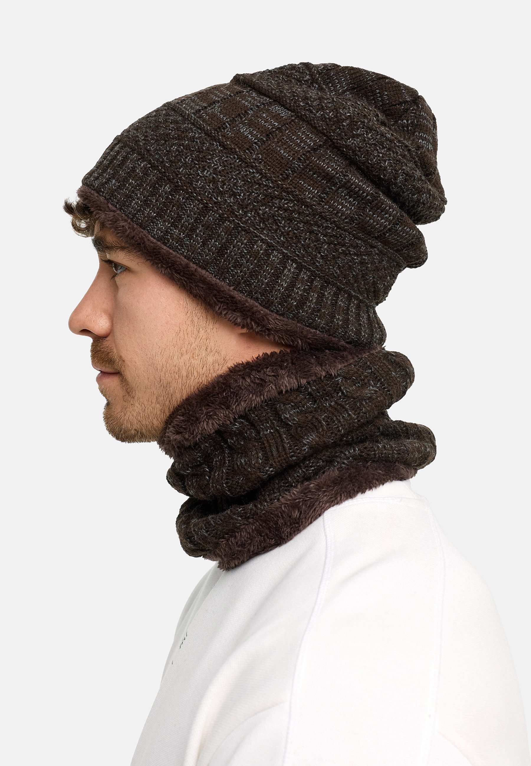 Indicode Strickmütze Herren Siracusa Strickmütze Herrenmütze Set (2-St) Set aus Mütze & Schal