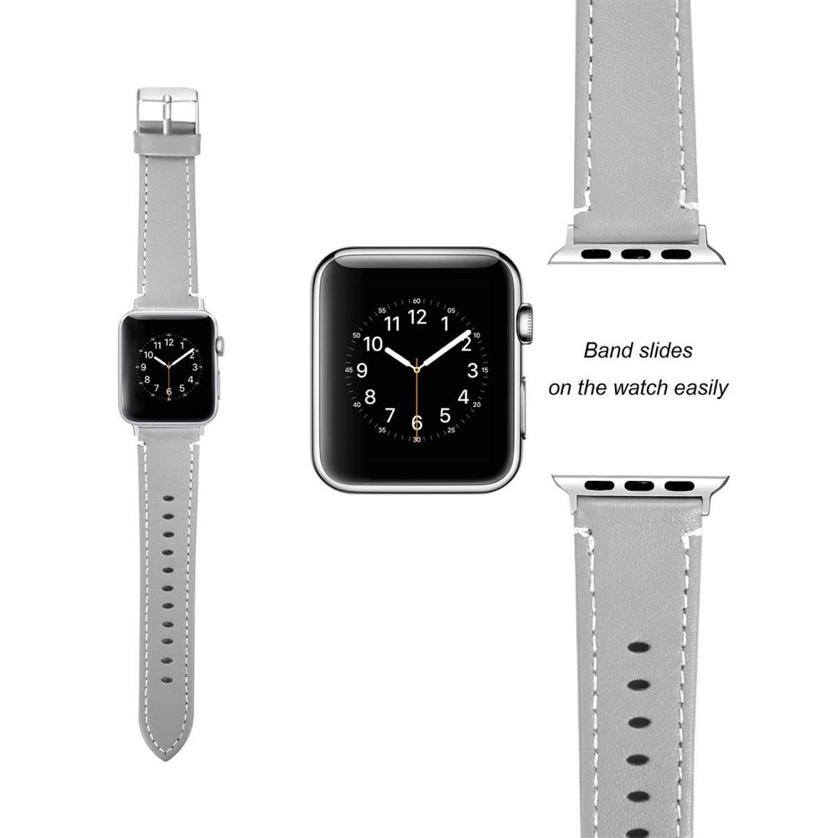 CoverKingz Smartwatch-Armband Leder Armband für Apple Watch 49/45/44/42mm Band Series, Lederband Edelstahl Faltschließe Serie Ultra 2/Ultra/10/9/8/7/6/SE/5/4