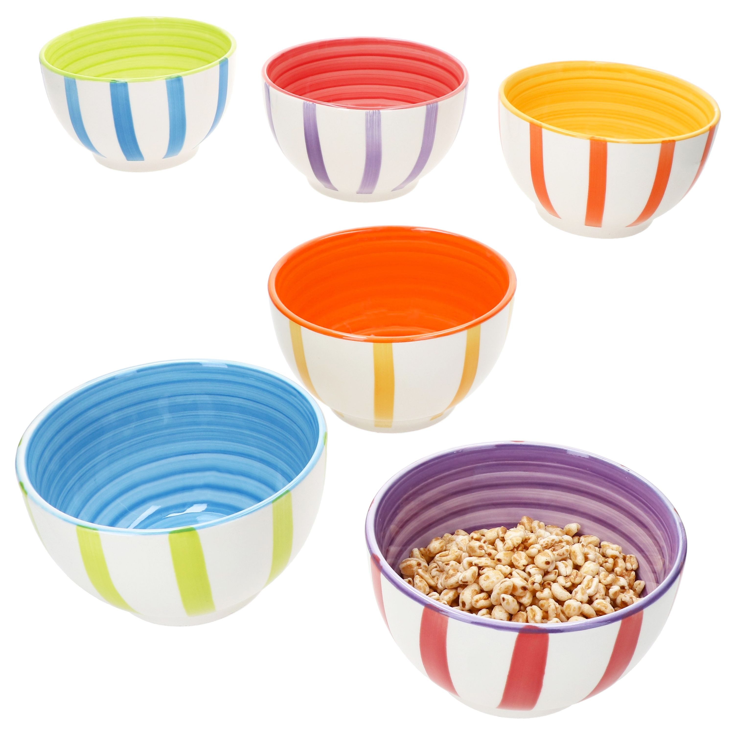 MamboCat Müslischale Summer Stripes 6er Set Müsli-Schale Ø14cm Dessert-Schüssel bunt, Steingut