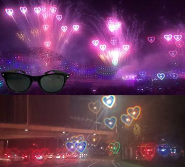 MAVURA Brille MAGIC HEART GLASSES Herz Brille 3D Special Effect Herzbrille Liebe Partybrille Feuerwerk Halloween Weihnachten Karneval Festival Party Konzert Effekt schwarz
