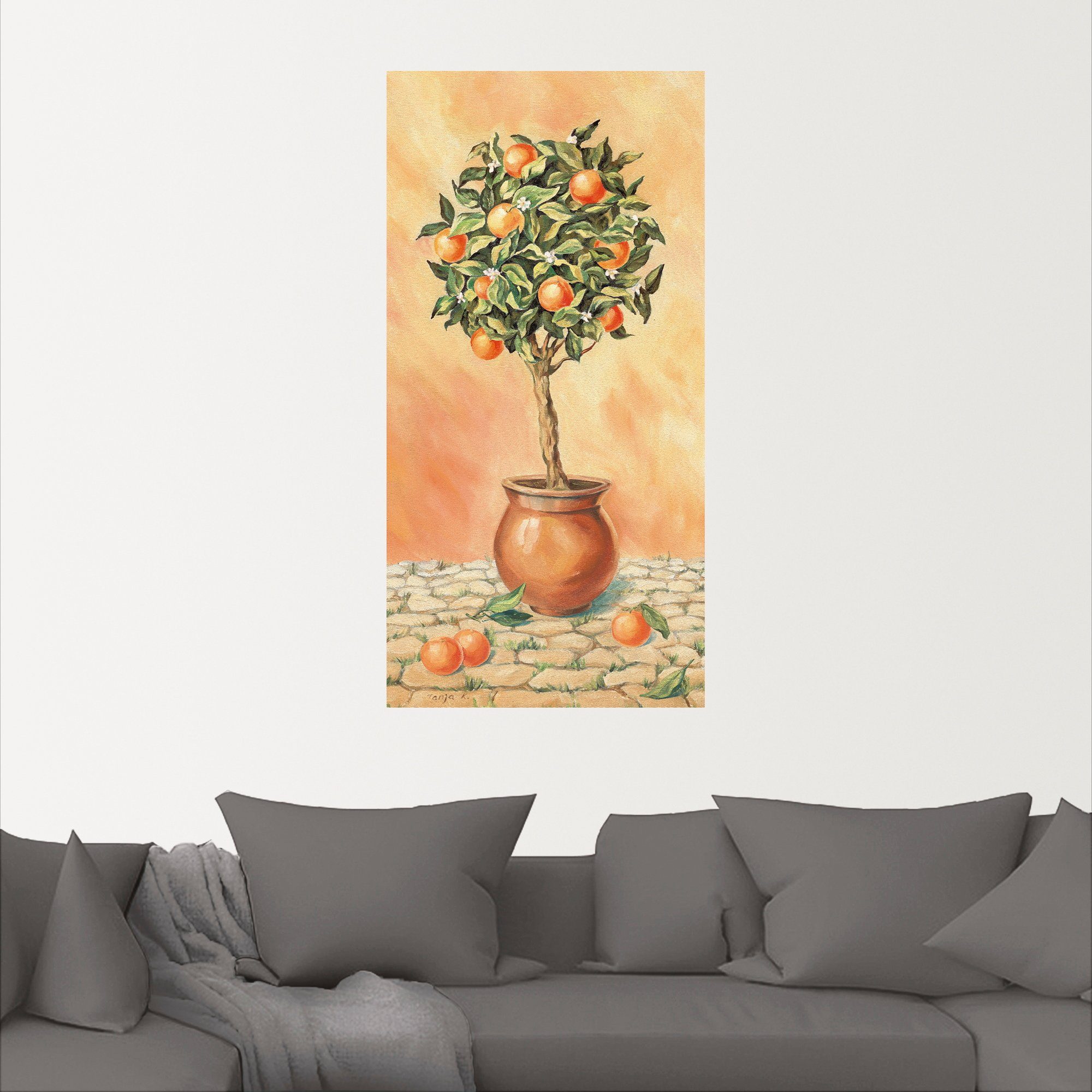 Artland Wandbild Orangenbaum Pflanzen in (1 Wandaufkleber als Leinwandbild, Größen versch. I, Poster oder St), Alubild