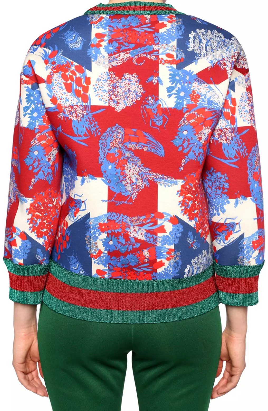 GUCCI Sweatshirt GG Web Stripes Crystal Bow Pullover Sweatshirt Lurex-Faden, Schleife mit Schmucksteinen und Glasperlen