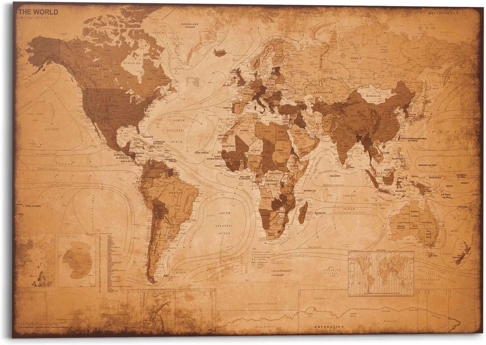 Reinders! Wandbild Wandbild Weltkarte Vintage - Landkarte - Kontinente,  Weltkarte (1 St)