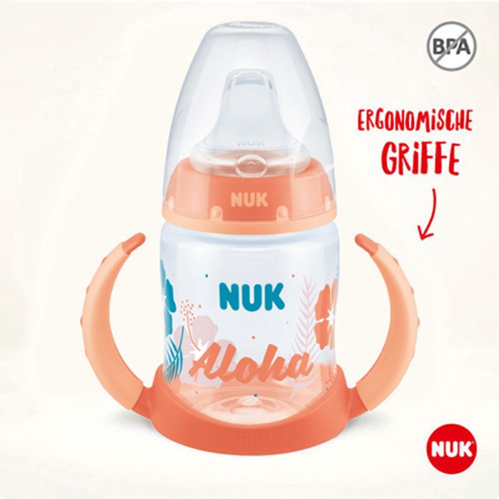 First Griff Babyflasche NUK Choice mit Trinklernflasche 150ml NUK Beach 6-18M Editon orange