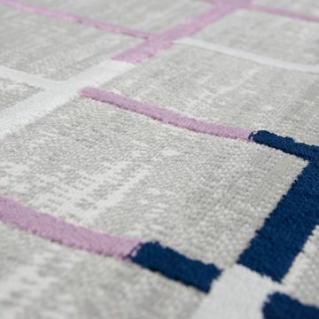 Teppich Designer und Moderner Teppich Wohnzimmer in Grau Lila Blau Türkis, Carpetia, rechteckig