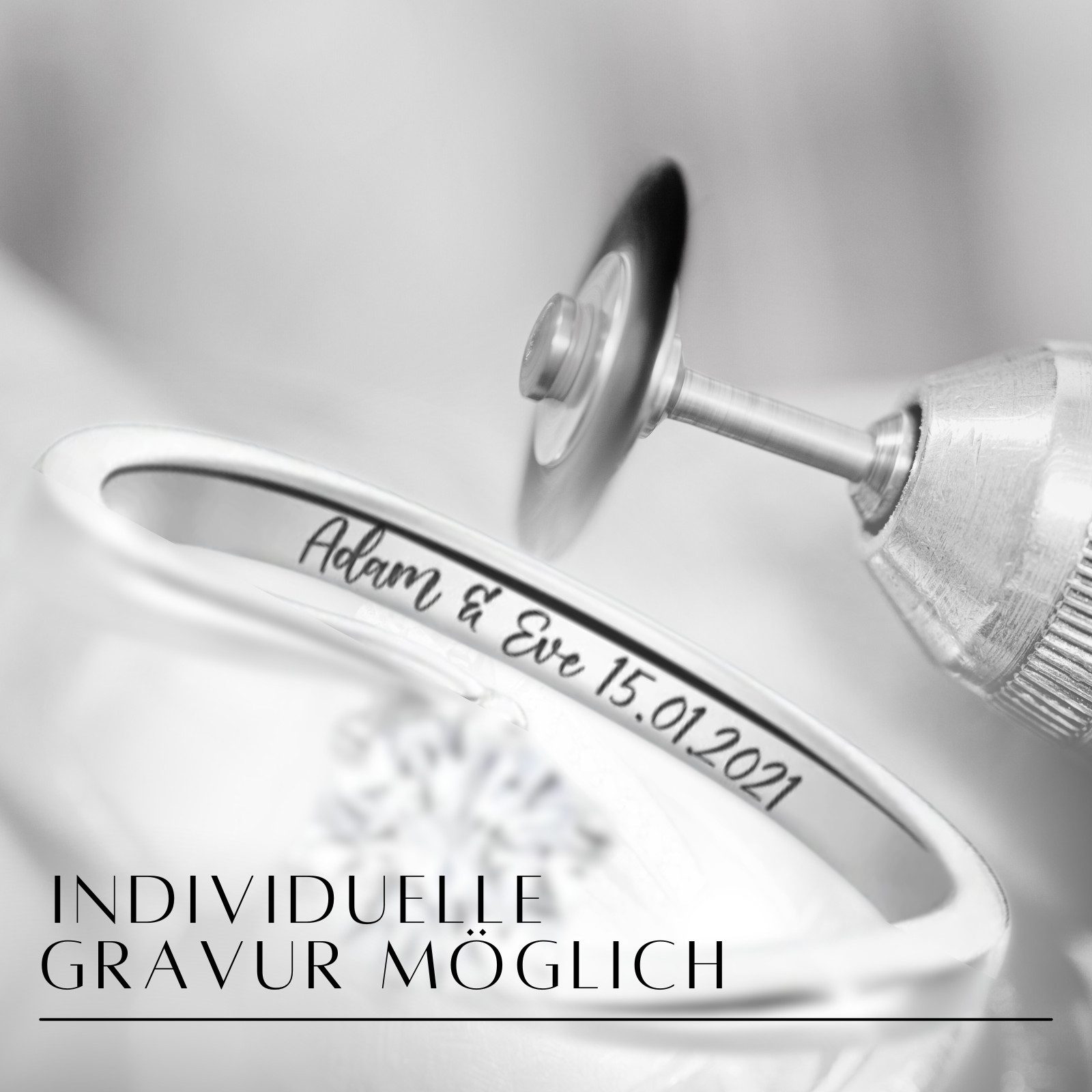 Adam & Eve Diamantring mit 53 Brillianten - 585/- Gold "AE33" Goldring oder Weißgoldring (Verlobungsring, Solitärring), inklusive Echtheitszertifikat - Gravur möglich