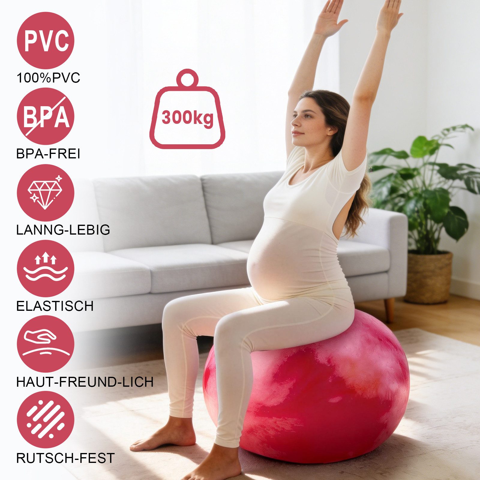 CkeyiN Pro Gymnastikball Rutschfest,Pilates Ball,Gratis 25 cm Yogaball (2 GroBen verfugbar, Belastbar), für Schwangerschaft, Fitness, Gleichgewicht, Training,Physiotherapie