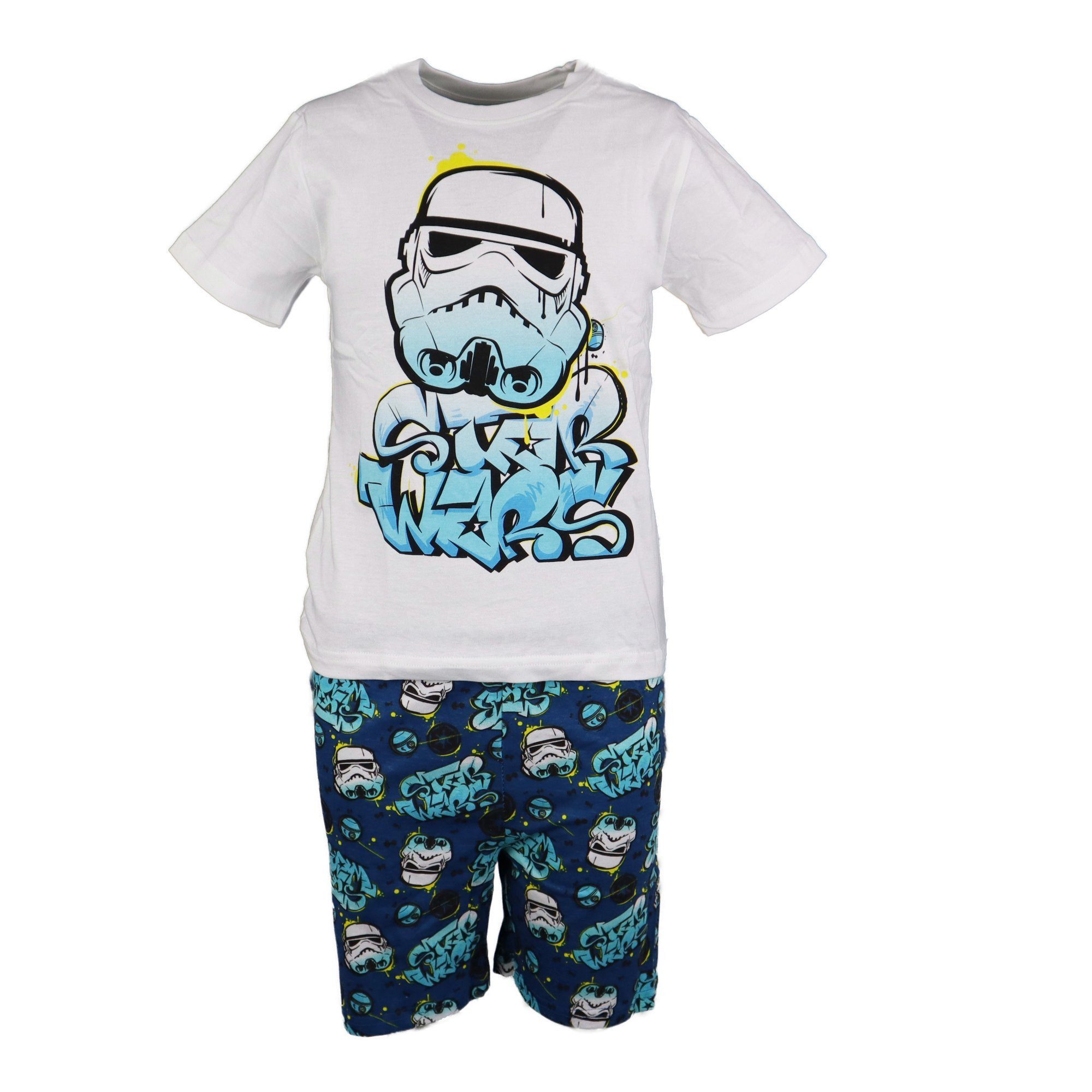 Disney Schlafanzug Star Wars Storm Trooper Kinder Pyjama Schlafanzug kurz 110-140 (Set) Gr. 110 bis 140, 100% Baumwolle