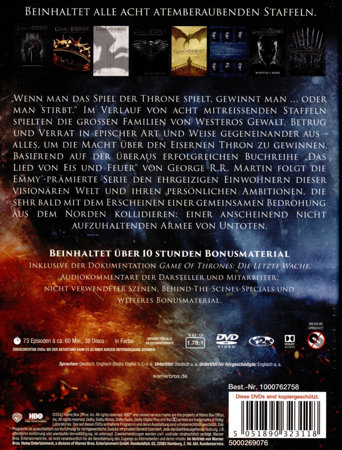 Universal Pictures DVD Game of Thrones Komplette Series Limited Box-Set, (11-St., Box-Set), Alle 8 Staffeln + Bonusmaterial