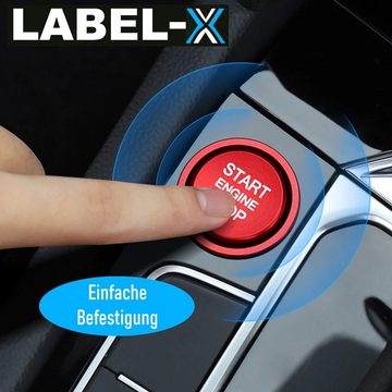 MAVURA Aufkleber LABEL-X Start Stop Ring mit Druckknopf Knopf in Rot selbstklebend, passend für Audi A4 A5 A6 A7 Q3 Q5 RS